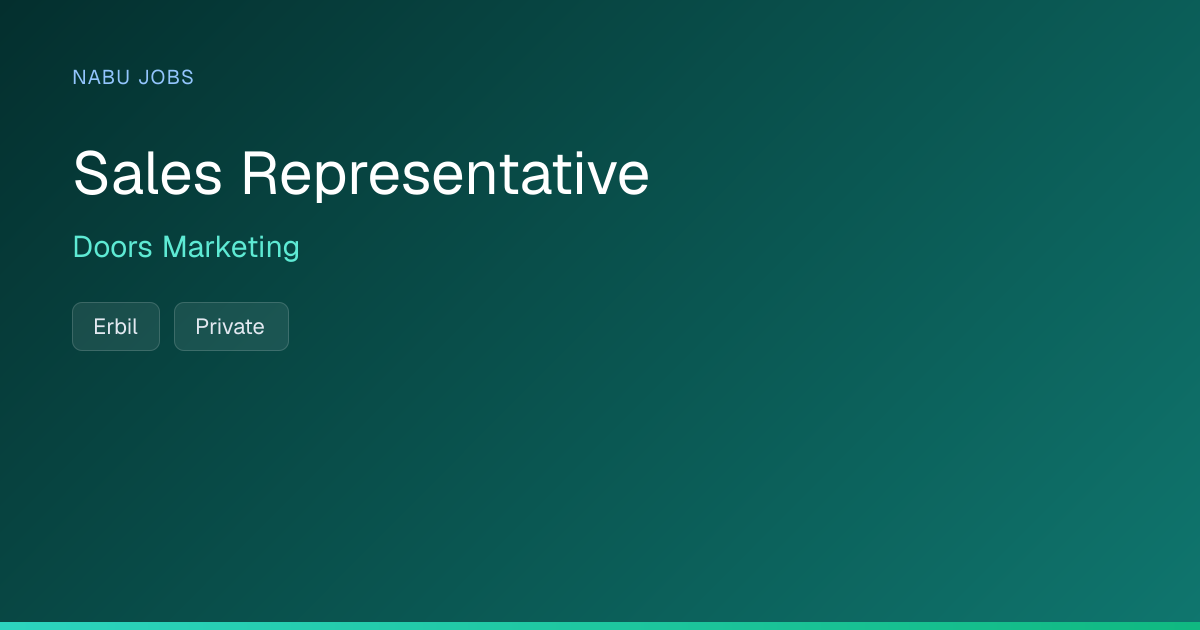 Sales Representative at Doors Marketing — Nabu Jobs